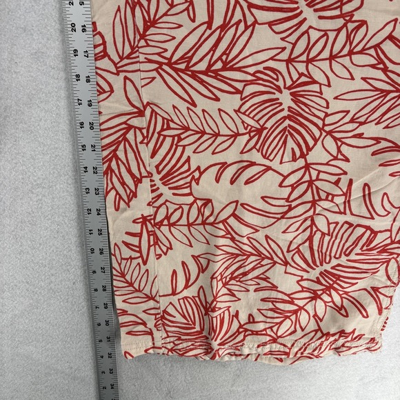 Lane Bryant Pants Womens 26/28 Red Leaf Print Linen Blend Cropped Capri Beach - Picture 7 of 11